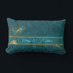 Teal Peacock Custom Wedding for Newlyweds Lumbarkudde<br><div class="desc">Our Peacock Personalized Pillow has the lovely peacock feathers and wedding rings from the rest of the collection and coordinates with all the products in our Peacock Wedding Collection. Lovely gift for the newlyweds. Also look for our peacock design for everyday use and home decor.</div>