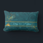 Teal Peacock Custom Wedding for Newlyweds Lumbarkudde<br><div class="desc">Our Peacock Personalized Pillow has the lovely peacock feathers and wedding rings from the rest of the collection and coordinates with all the products in our Peacock Wedding Collection. Lovely gift for the newlyweds. Also look for our peacock design for everyday use and home decor.</div>