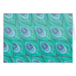 Teal Peacock Feather Mönster Design Hälsningskort
