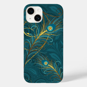Teal Peacock Feathers med Paisley