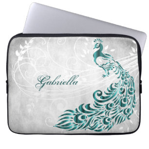Teal Peacock Personlig Laptop sleeve
