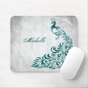 Teal Peacock Personlig Mouse Pad Musmatta