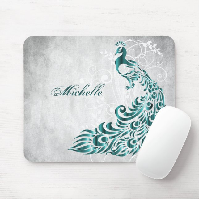 Teal Peacock Personlig Mouse Pad Musmatta (Med mus)