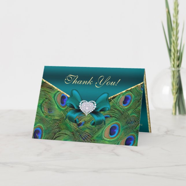 Teal Peacock - tackkort (Framsida)
