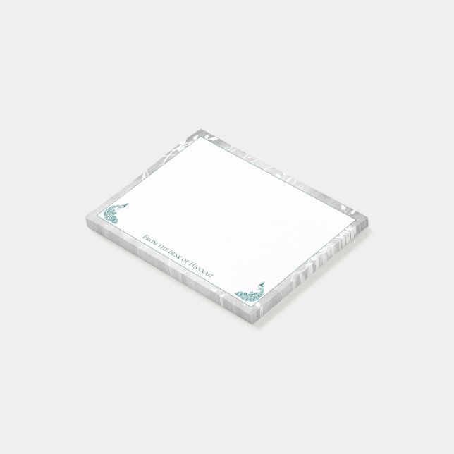 Teal Peacocks Notes Post-it Block (Vinklad)