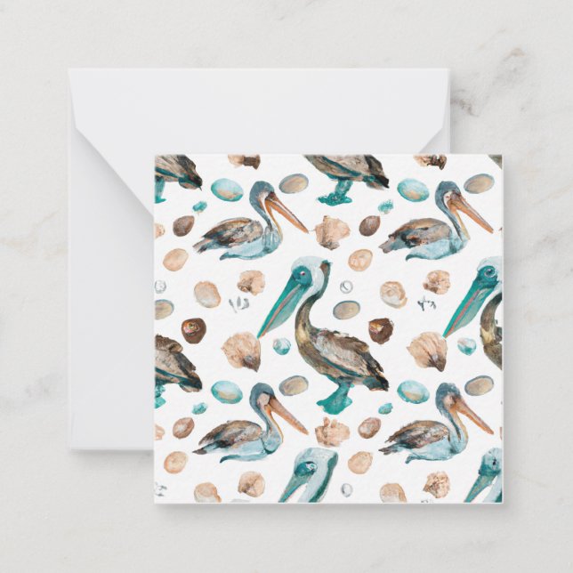 Teal Pelican Notecard Anteckningskort (Framsida)