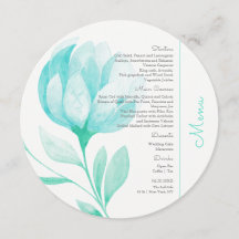 Teal Peonies Bröllop Circle Menu