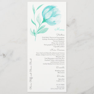 Teal Peonies Bröllop Menu Meny