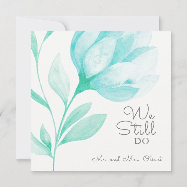 Teal Peonies Vow Renewal 25 år Inbjudningar (Framsida)