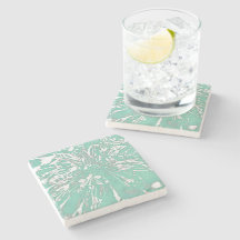 Teal Peony Stone Underlägg