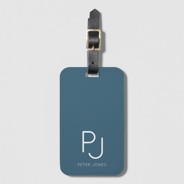 Teal Personlig monogram Initialer Monogrammad Bagagebricka (Framsida vertikal)