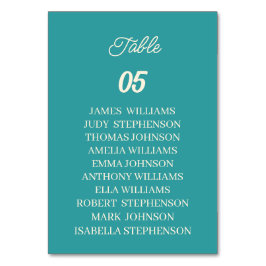 Teal Personligt bröllp Bordsnummer