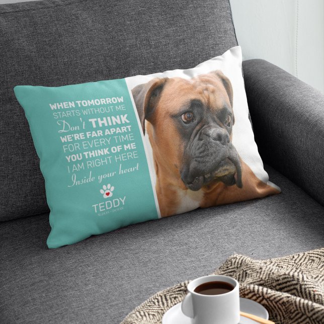 Teal Pet Memorial | Hund Keepsaki Prydnadskudde (Skapare uppladdad)
