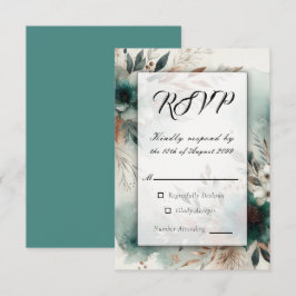 Teal Petals i Bronze Bloom Bröllop OSA Kort