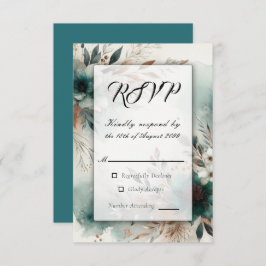 Teal Petals i Bronze Bloom Bröllop OSA Kort