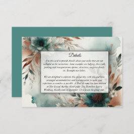 Teal Petals i Bronze Bloom Bröllop Tilläggskort