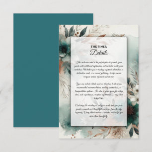 Teal Petals i Bronze Bloom Bröllop Tilläggskort