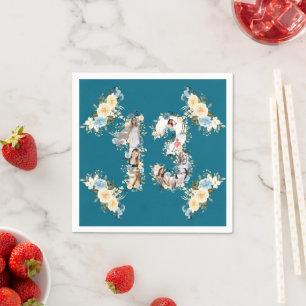 Teal Photo 13th Birthday Collage Gult Flower Pappersservett