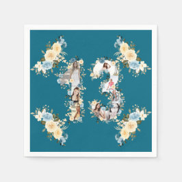Teal Photo 13th Birthday Collage Gult Flower Pappersservett