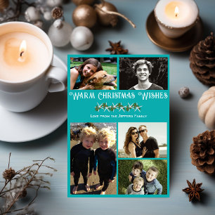 Teal Photo Collage Starfish julklappar Julkort