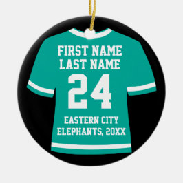 Teal Photo Football Soccer Hockey Sports Jersey Julgransprydnad Keramik