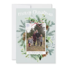 Teal Photo jul Greenery Greeting Card