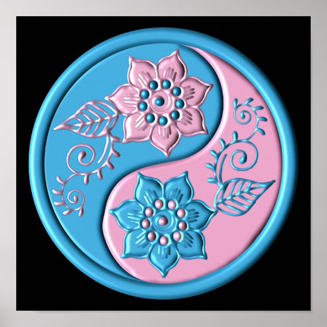 Teal & Pink Yin Yang Poster (Framsidan)