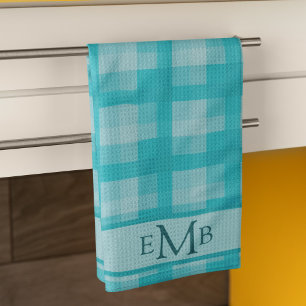 Teal Play Anpassningsbar Monogram Initialer Kökshandduk