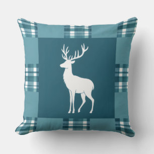 Teal Play med White Hjort Silhouette Kudde