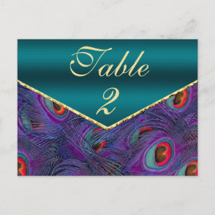 Teal Plum Peacock-Bordsnummer Card Vykort