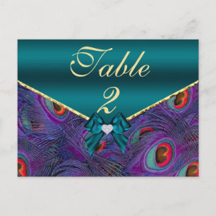 Teal Plum Peacock-Bordsnummer Card Vykort