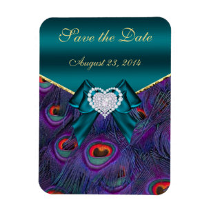 Teal Plum Peacock Spara datum Magnet