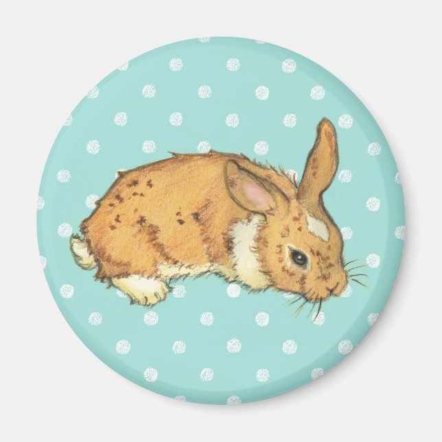Teal Polka Dot bunny Magnet (Framsidan)