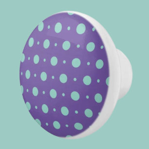 Teal Polka Dot Ceramic Knob - Spelande puckel Knopp