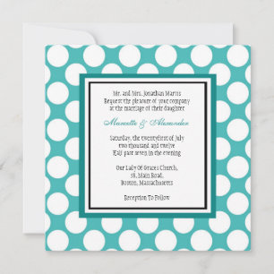 Teal Polka Dot Wedding bjudande Inbjudningar