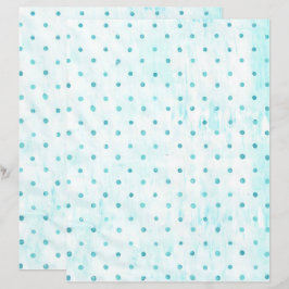 Teal Polka dots on White Turcos Scrapbook Papper