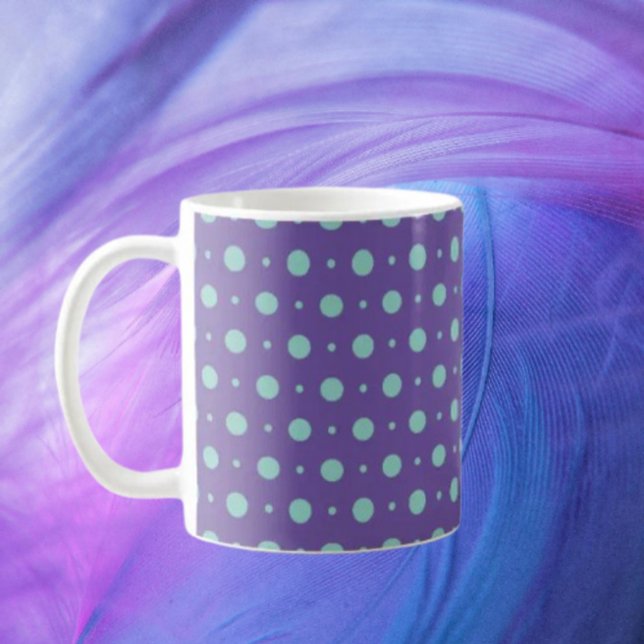 Teal Polka dots på Lila Classic Mugg (Skapare uppladdad)
