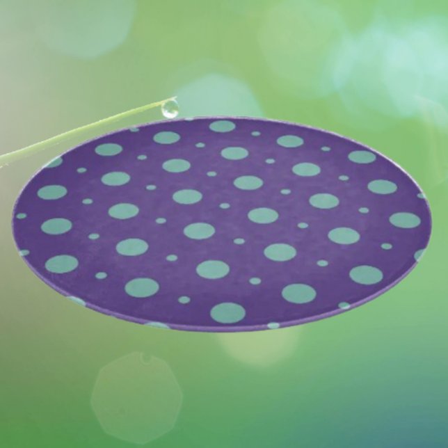 Teal Polka dots på Lila dekorativt glas (Skapare uppladdad)