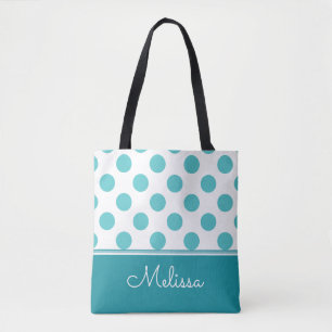 Teal Polka dots  Personlig Tygkasse