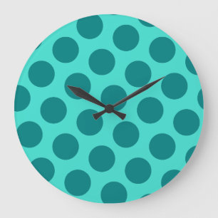 Teal Polka dots Stor Klocka