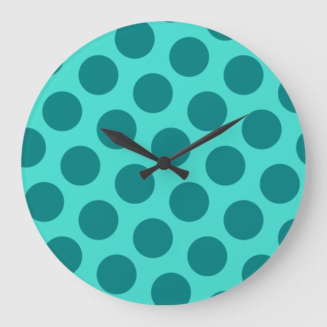 Teal Polka dots Stor Klocka (Framsida)