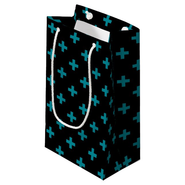 Teal polka kor på svart (Framsidan Vinklad)