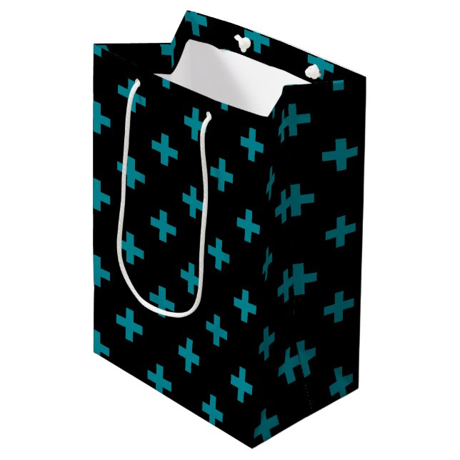 Teal polka kor på svart (Framsidan Vinklad)