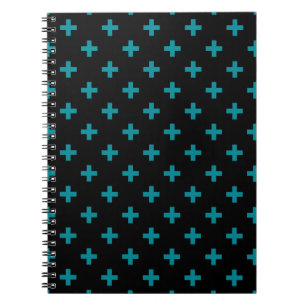 Teal polka kor på svart anteckningsbok