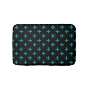 Teal polka kor på svart badrumsmatta