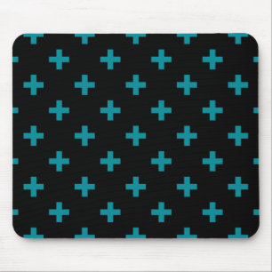 Teal polka kor på svart musmatta