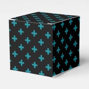 Teal polka kor på svart presentaskar