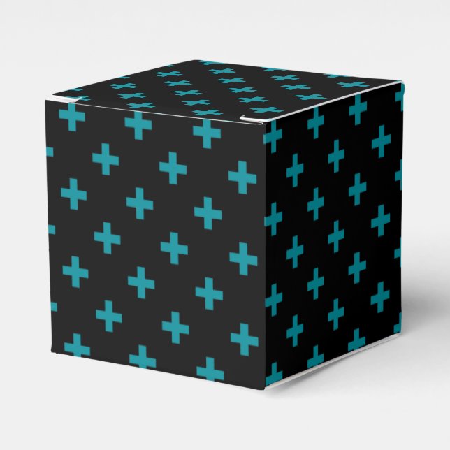 Teal polka kor på svart presentaskar (Framsidan Sidan)