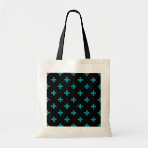 Teal polka kor på svart tygkasse