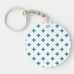 Teal polka kor på vit